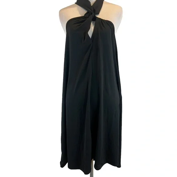 VENUS | Dresses | Venus Black Tie Neck Halter Dress Sz L | Poshmark